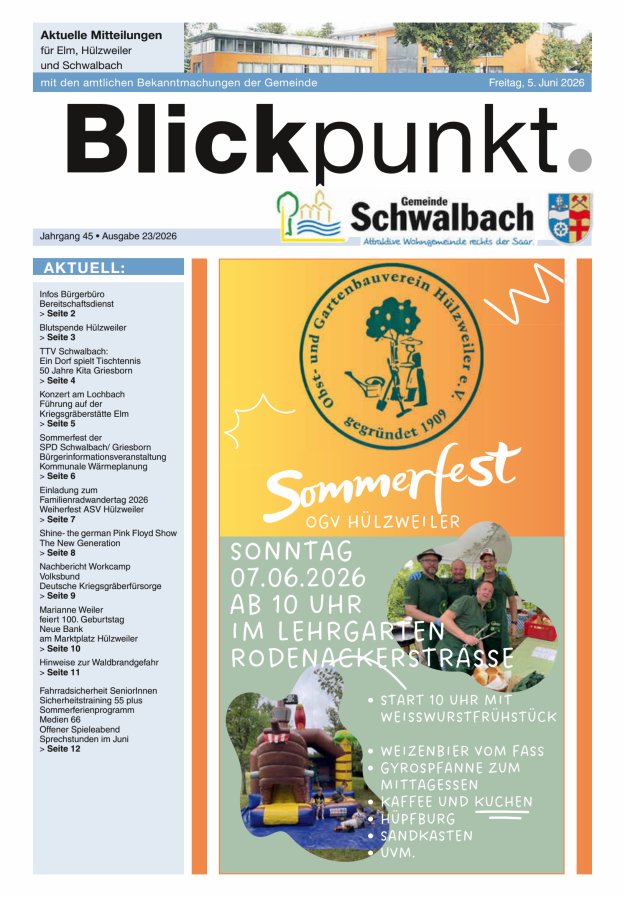 Blickpunkt Schwalbach Titelblatt 23/2026