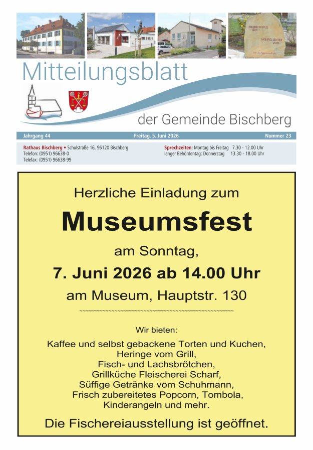 Mitteilungsblatt der Gemeinde Bischberg Titelblatt 23/2026