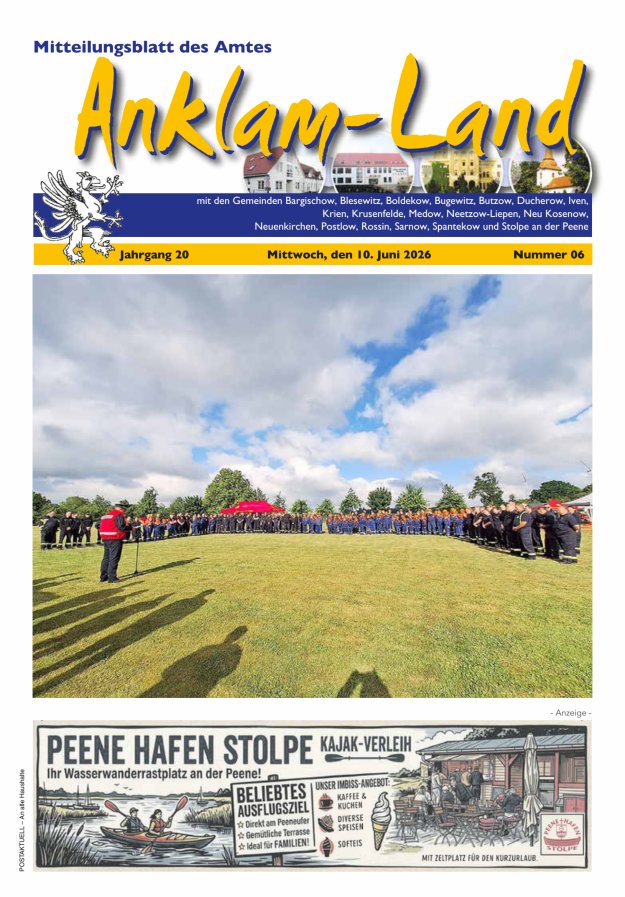 Mitteilungsblatt des Amtes Anklam-Land Titelblatt 06/2026