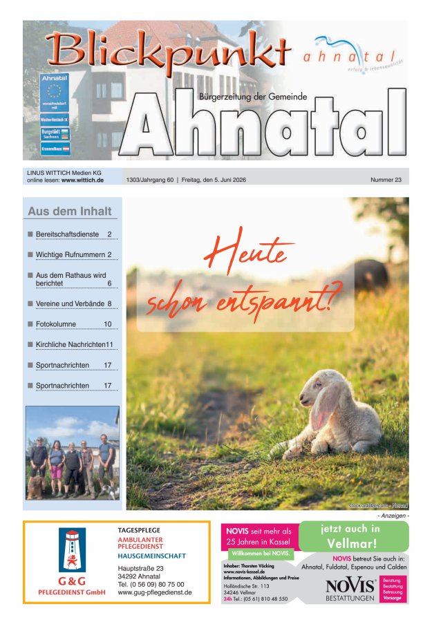 Blickpunkt Ahnatal Titelblatt 23/2026