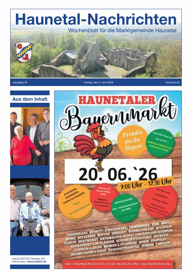 Haunetal-Nachrichten Titelblatt 23/2026