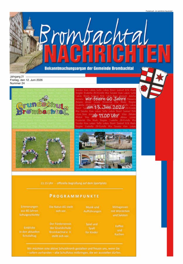 Brombachtal-Nachrichten Amtsblatt der Gemeinde Brombachtal Titelblatt 24/2026