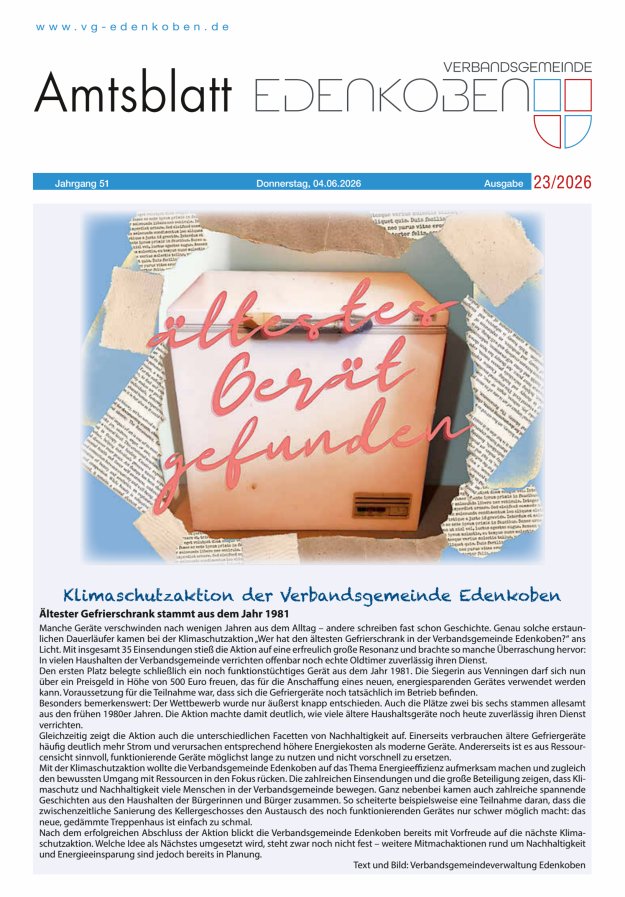 Amtsblatt VG Edenkoben Titelblatt 23/2026