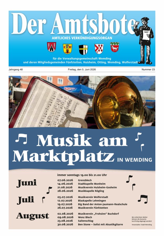 Der Amtsbote - Wemding Verwaltungsgemeinschaft Titelblatt 23/2026