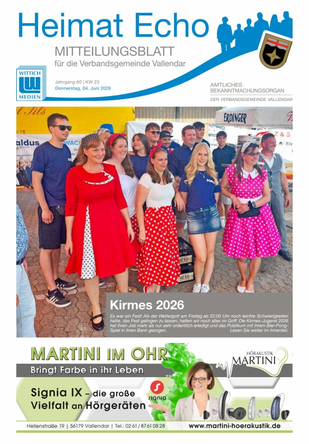 Heimat-Echo - Heimat- und Bürgerzeitung Verbandsgemeinde Vallendar Titelblatt 23/2026