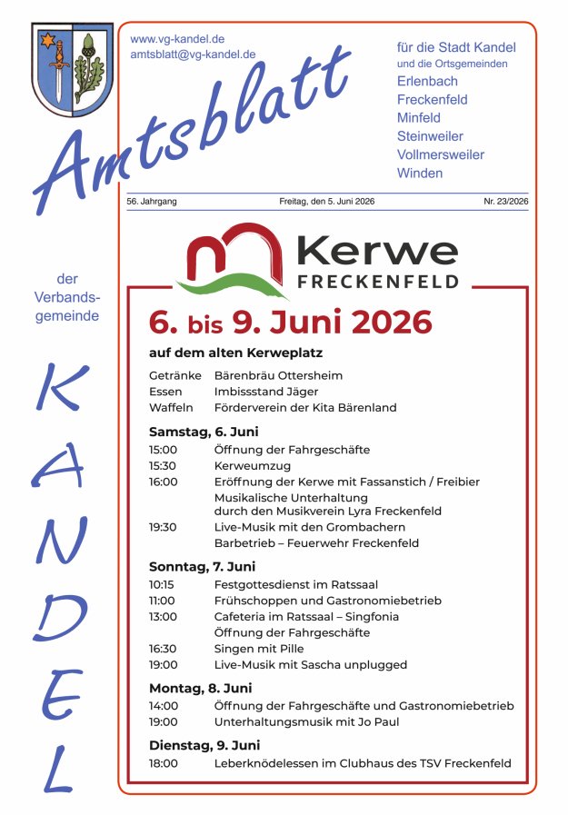 Amtsblatt VG Kandel Titelblatt 23/2026