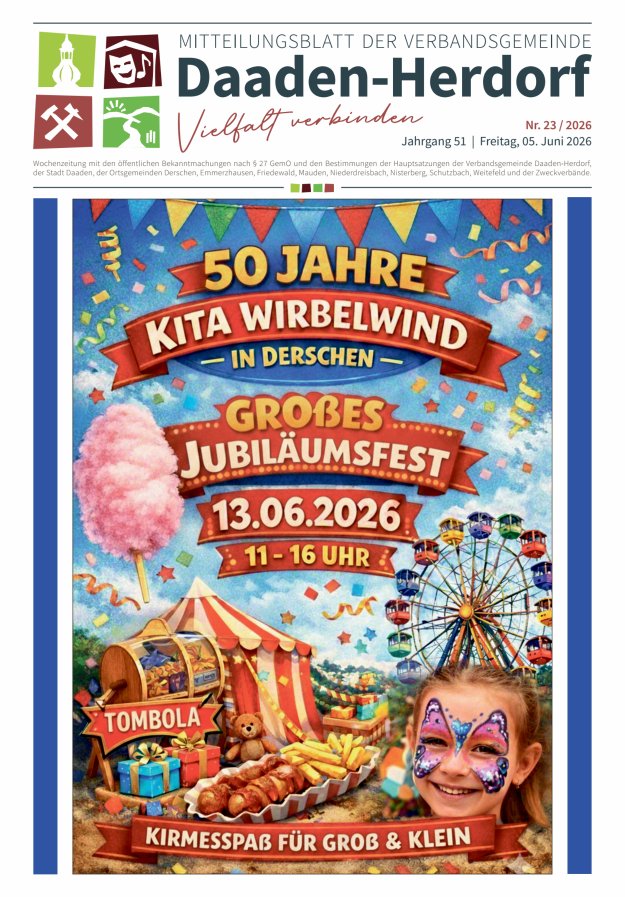 Mitteilungsblatt der Verbandsgemeinde Daaden-Herdorf Titelblatt 23/2026