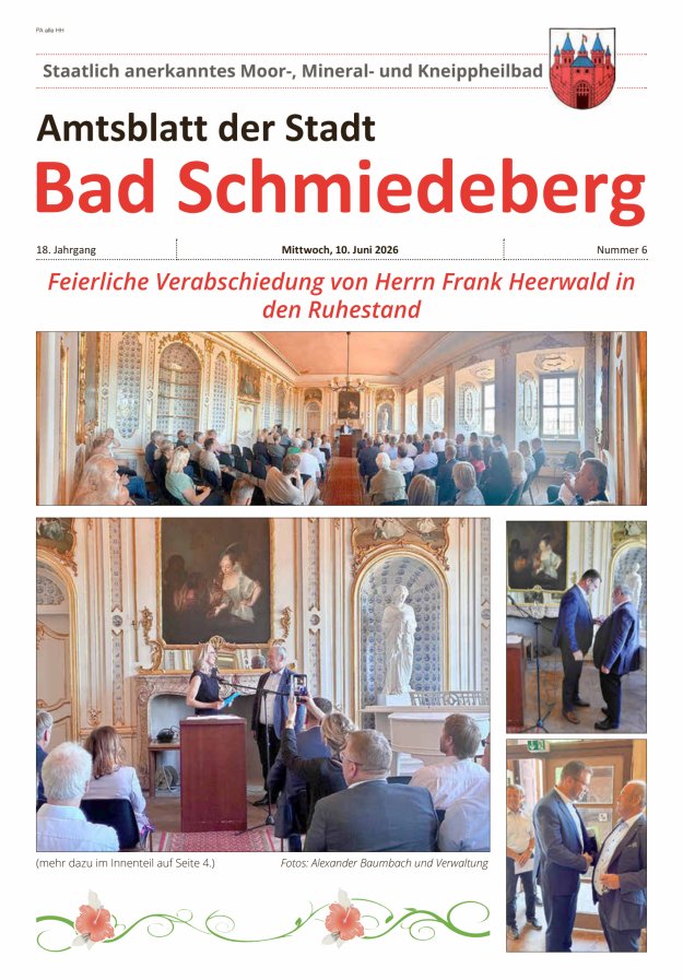Amtsblatt der Stadt Bad Schmiedeberg Titelblatt 06/2026
