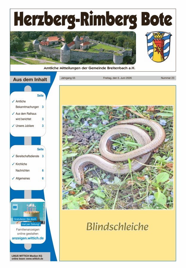 Herzberg-Rimberg Bote Titelblatt 23/2026