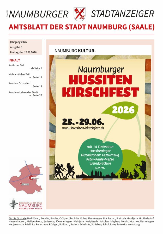 Amtsblatt der Stadt Naumburg (Saale) Titelblatt 06/2026
