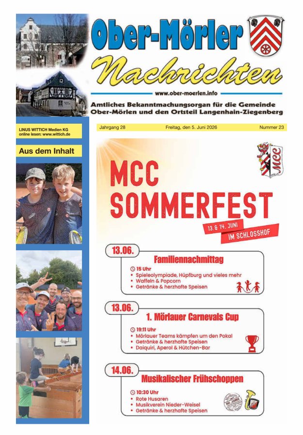 Ober-Mörler Nachrichten Titelblatt 23/2026