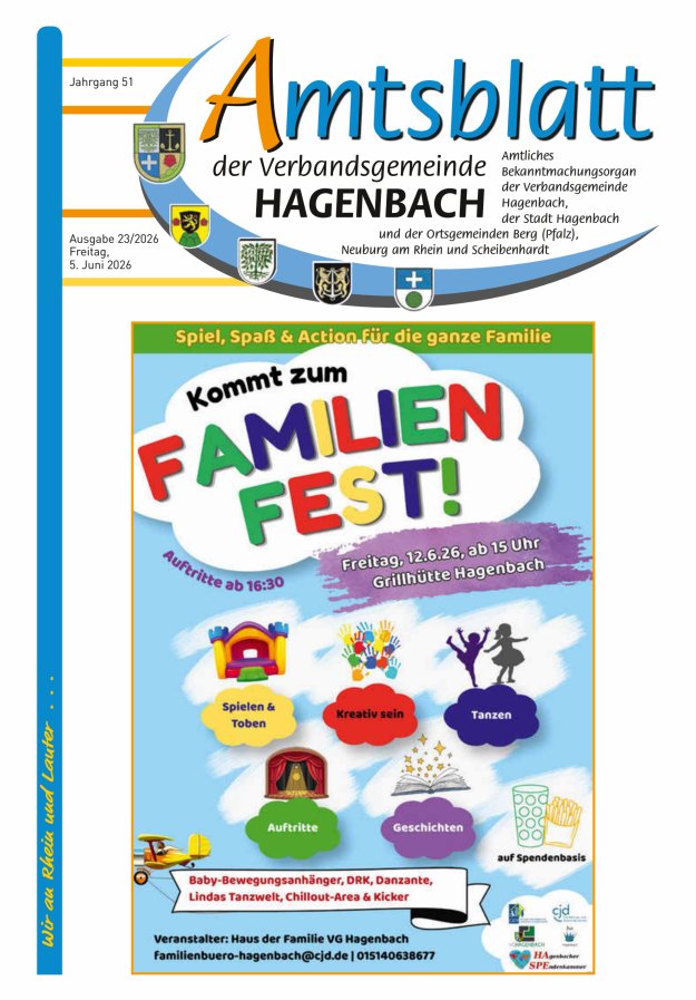 Amtsblatt der VG Hagenbach Titelblatt 23/2026