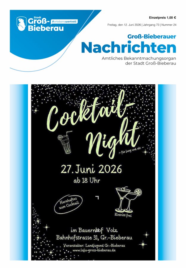 Groß-Bieberauer Nachrichten Titelblatt 24/2026