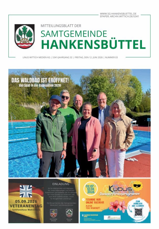 Mitteilungsblatt der Samtgemeinde Hankensbüttel Titelblatt 03/2026