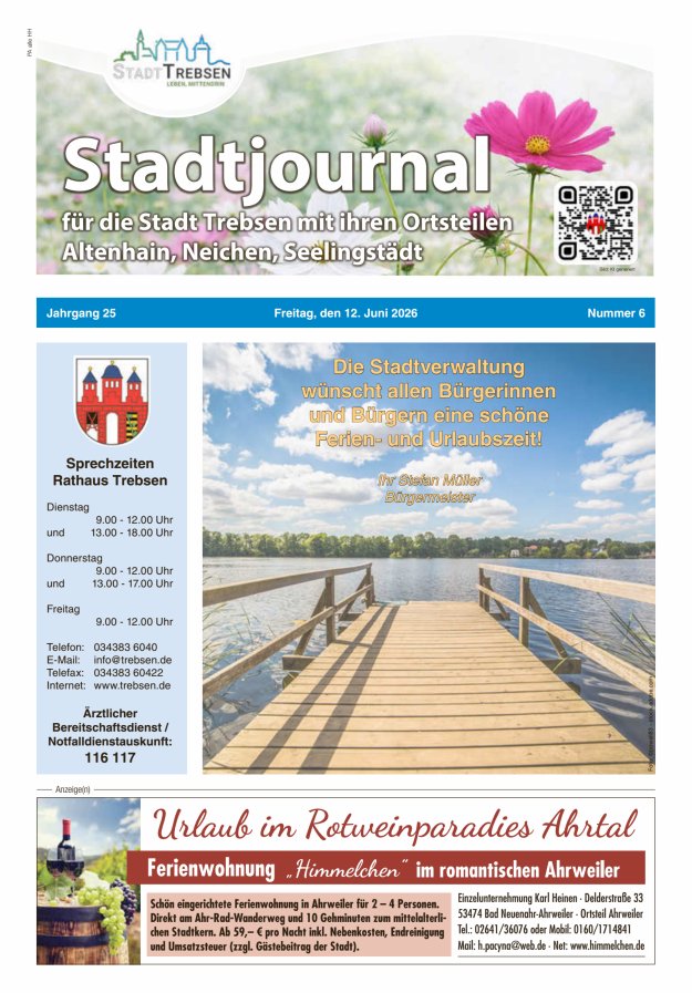 Stadtjournal der Stadt Trebsen mit ihren Ortsteilen Titelblatt 06/2026