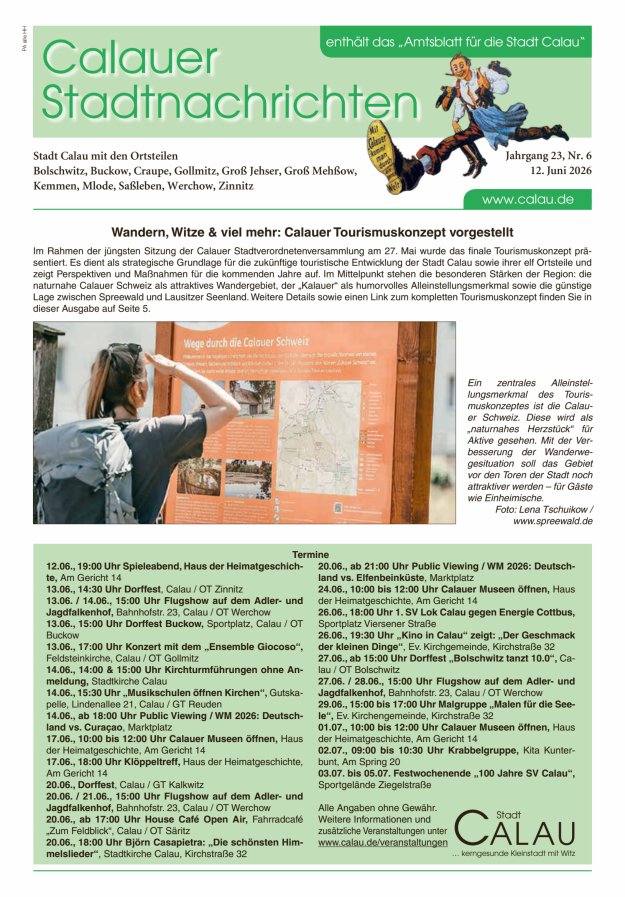 Calauer Stadtnachrichten  Titelblatt 06/2026