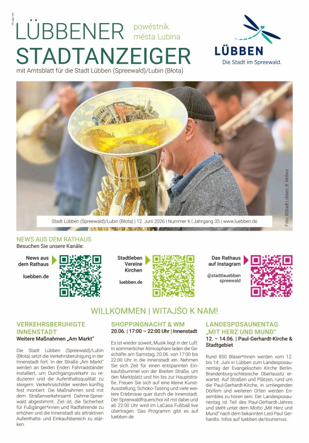Lübbener Stadtanzeiger mit Amtsblatt für die Stadt Lübben (Spreewald) Titelblatt 06/2026