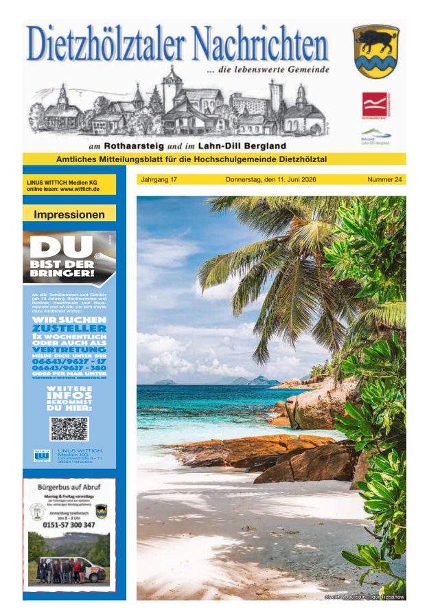 Dietzhölztaler Nachrichten Titelblatt 24/2026