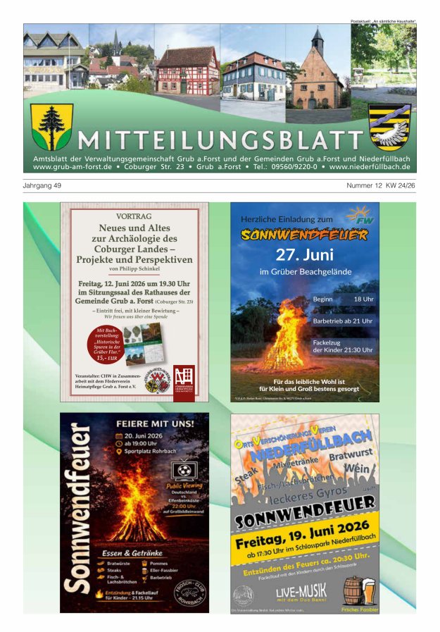 Amts- und Mitteilungsblatt der VGem Grub a.Forst Titelblatt 12/2026
