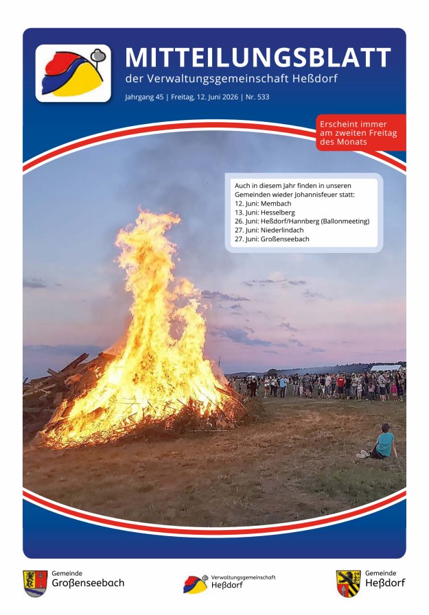 Mitteilungsblatt der Verwaltungsgemeinschaft Heßdorf Titelblatt 533/2026