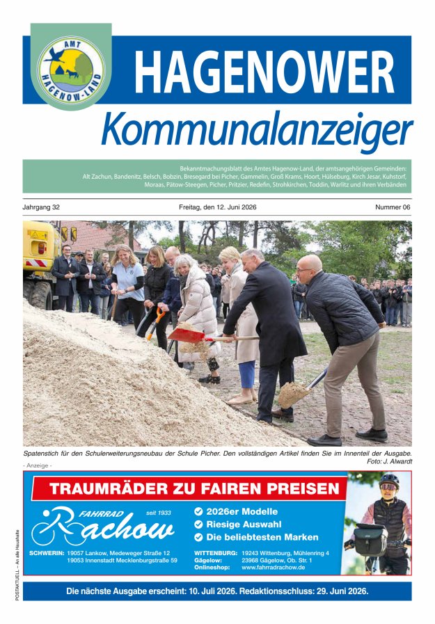 Hagenower Kommunalanzeiger Titelblatt 06/2026
