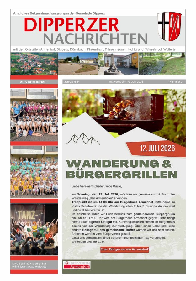 Dipperzer Nachrichten Titelblatt 24/2026