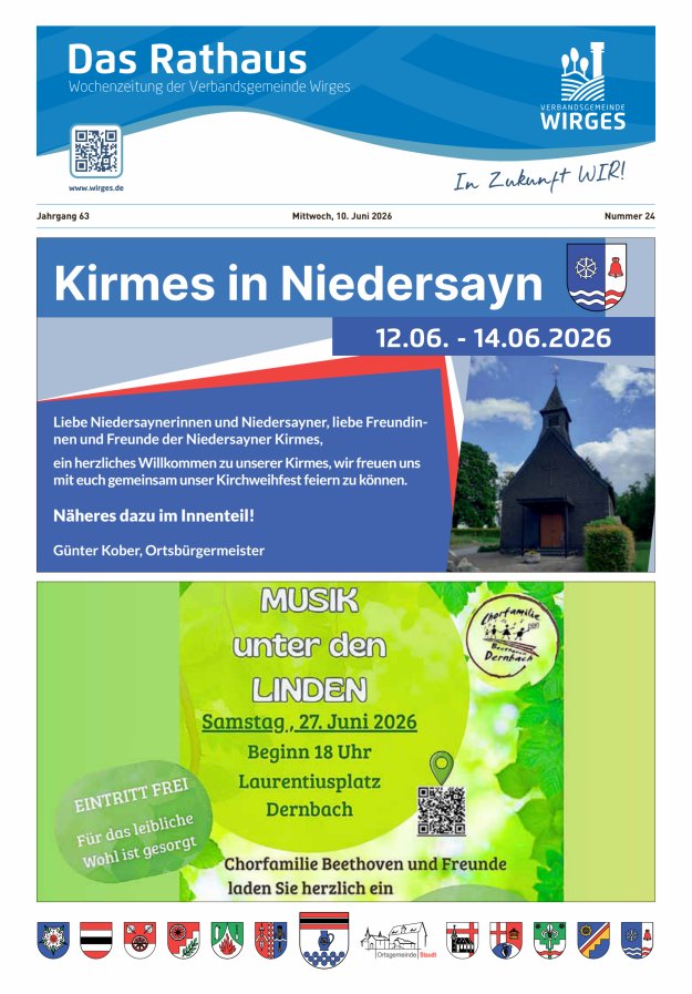 Das Rathaus - Informationen für die Bürger in der VG Wirges Titelblatt 24/2026