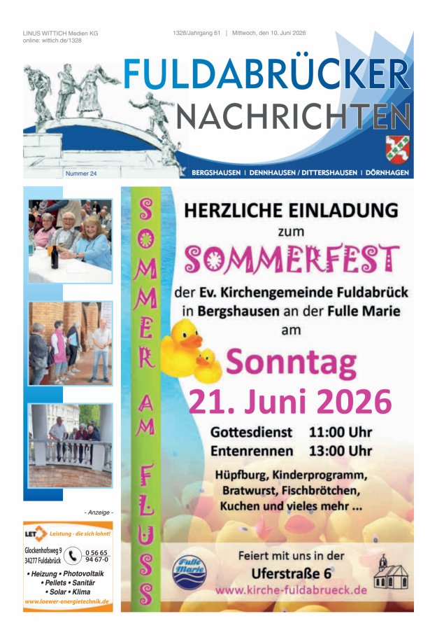 Fuldabrücker Nachrichten Titelblatt 24/2026