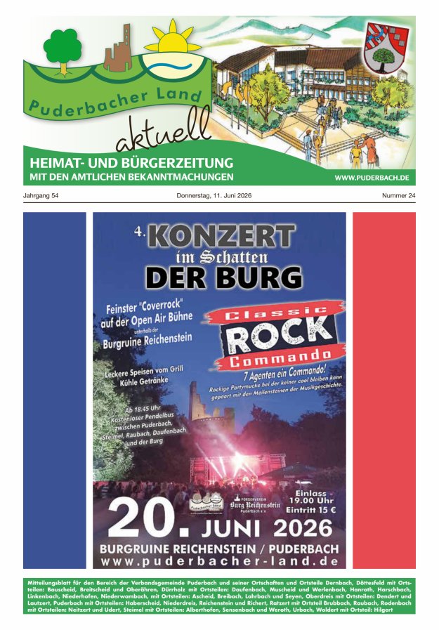 Puderbacher Land aktuell Titelblatt 24/2026