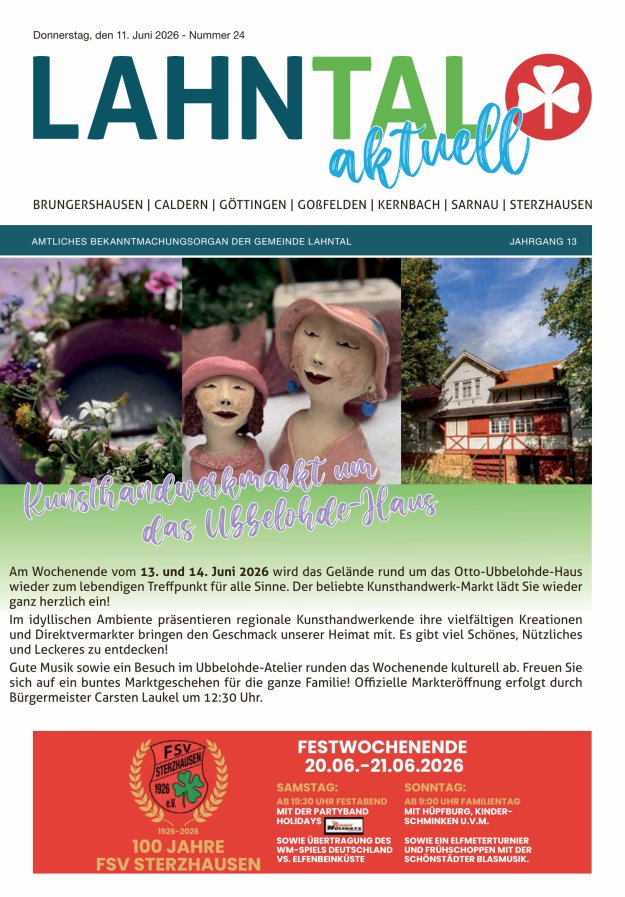 Amtliches Bekanntmachungsorgan der Gemeinde Lahntal Titelblatt 24/2026