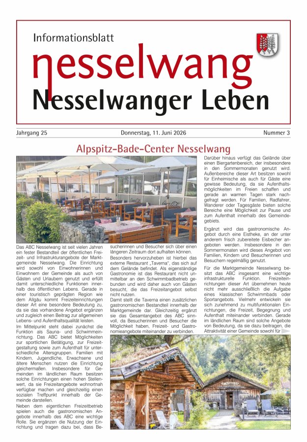 Nesselwanger Leben - Informationsblatt Titelblatt 03/2026