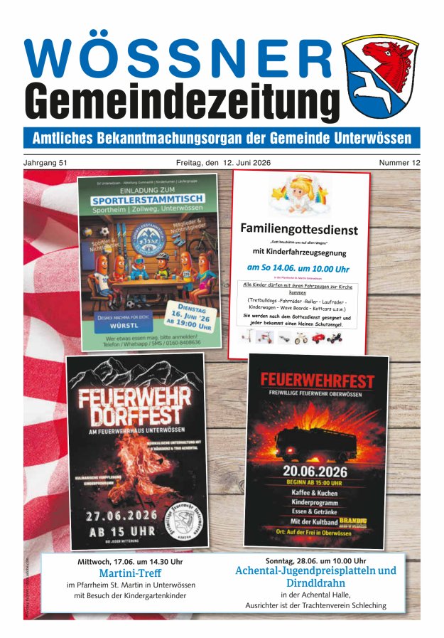 Wössner Gemeindezeitung Amtliches Bekanntmachungsorgan der Gemeinde Unterwössen Titelblatt 12/2026