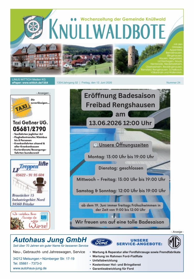 Knüllwaldbote Titelblatt 24/2026