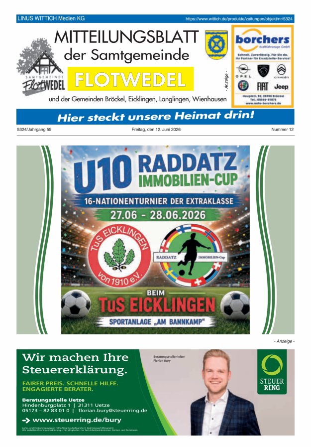 Mitteilungsblatt der Samtgemeinde Flotwedel Titelblatt 12/2026