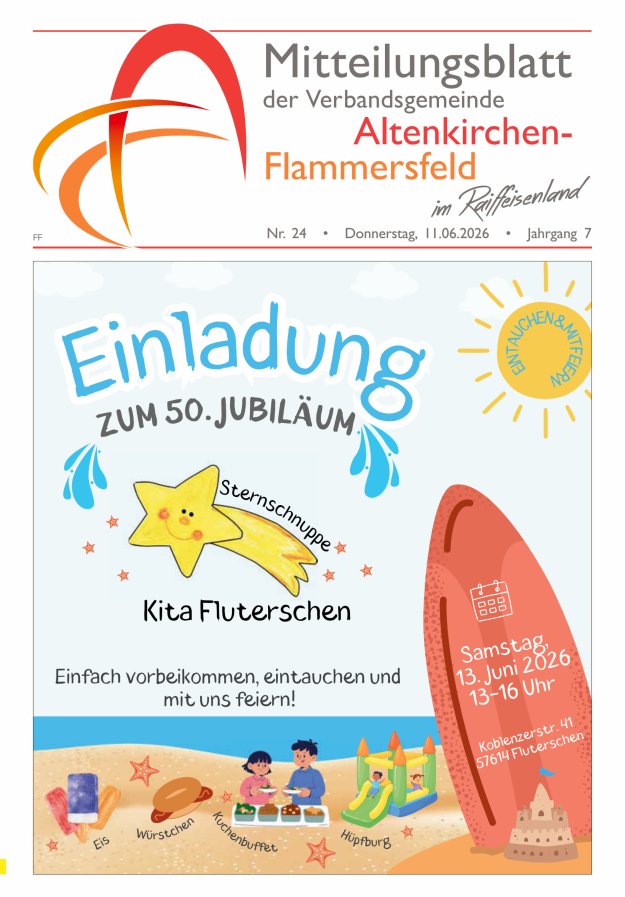 Mitteilungsblatt Verbandsgemeinde Altenkirchen-Flammersfeld Ausg Flammersfeld Titelblatt 24/2026