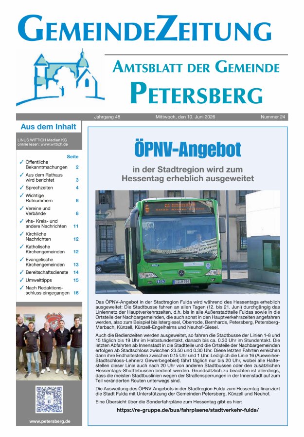 Amtsblatt Blickpunkt Petersberg Titelblatt 24/2026