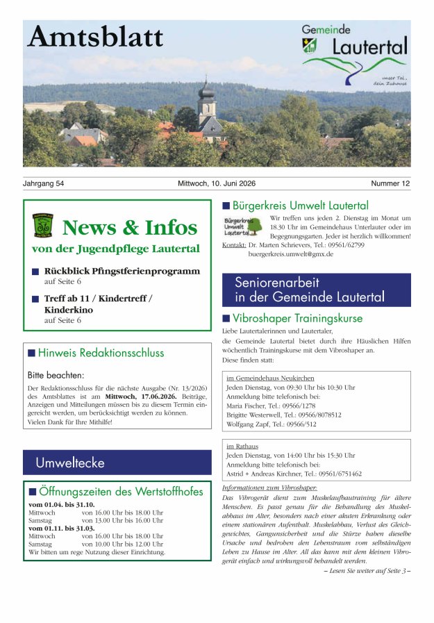 Amtsblatt der Gemeinde Lautertal Titelblatt 12/2026