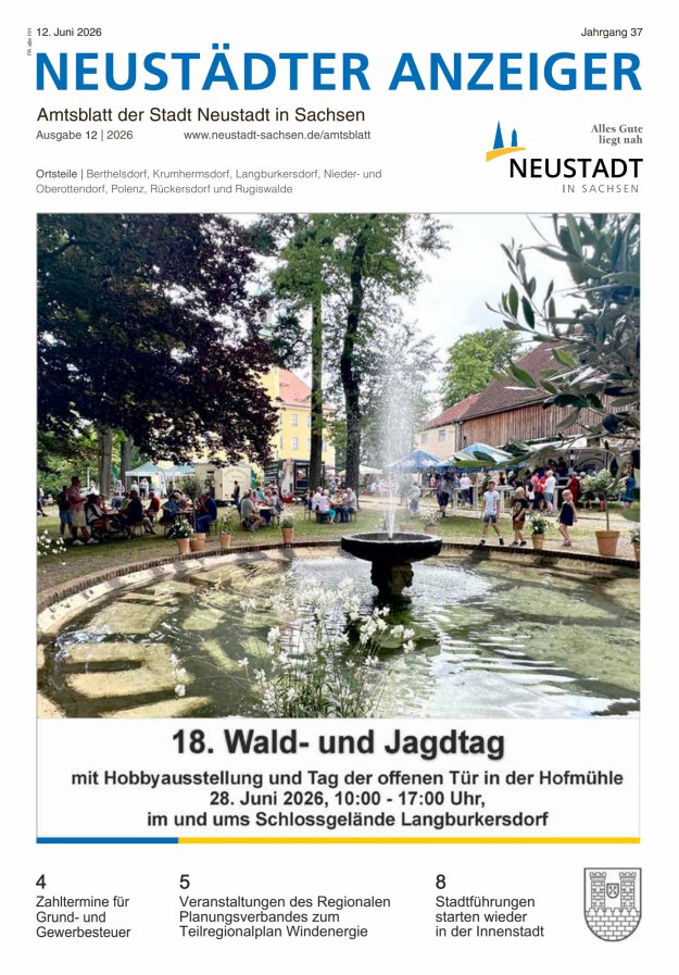Neustädter Anzeiger - Amts- und Heimatblatt der Stadt Neustadt in Sachsen Titelblatt 12/2026