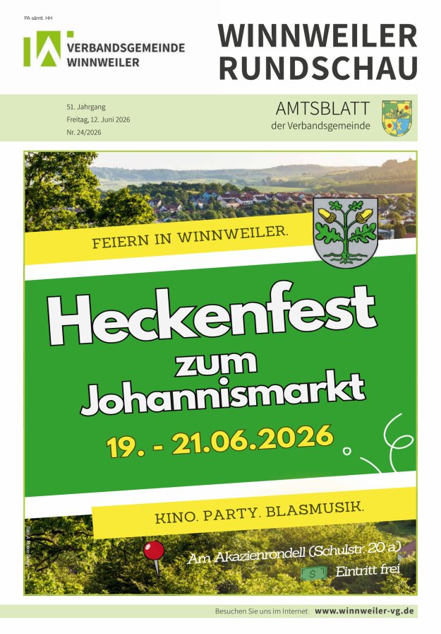 Winnweiler Rundschau Titelblatt 24/2026