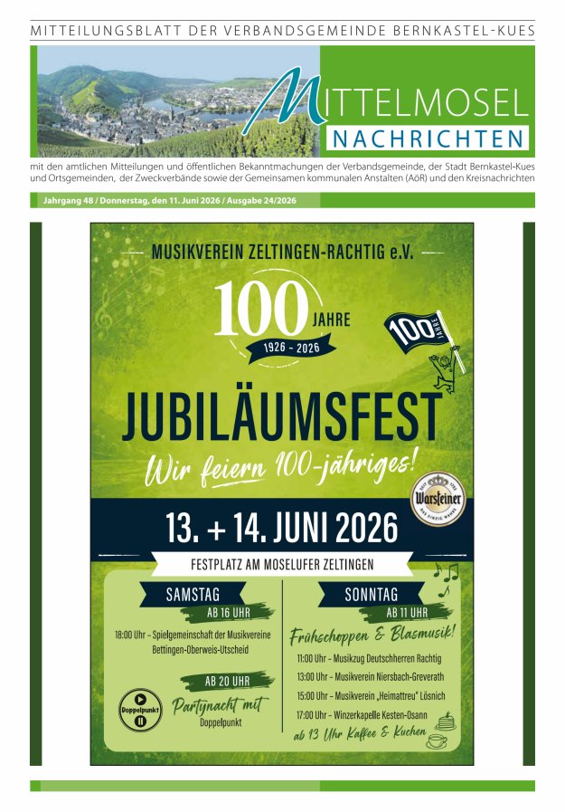 Mittelmosel-Nachrichten VG Bernkastel-Kues Titelblatt 24/2026