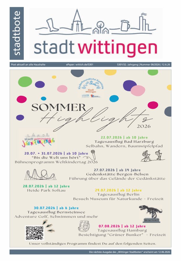 Wittinger Stadtbote Titelblatt 06/2026