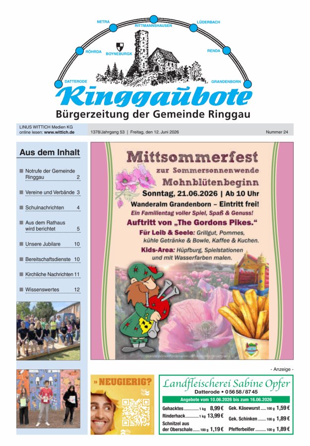 Ringgaubote Titelblatt 24/2026