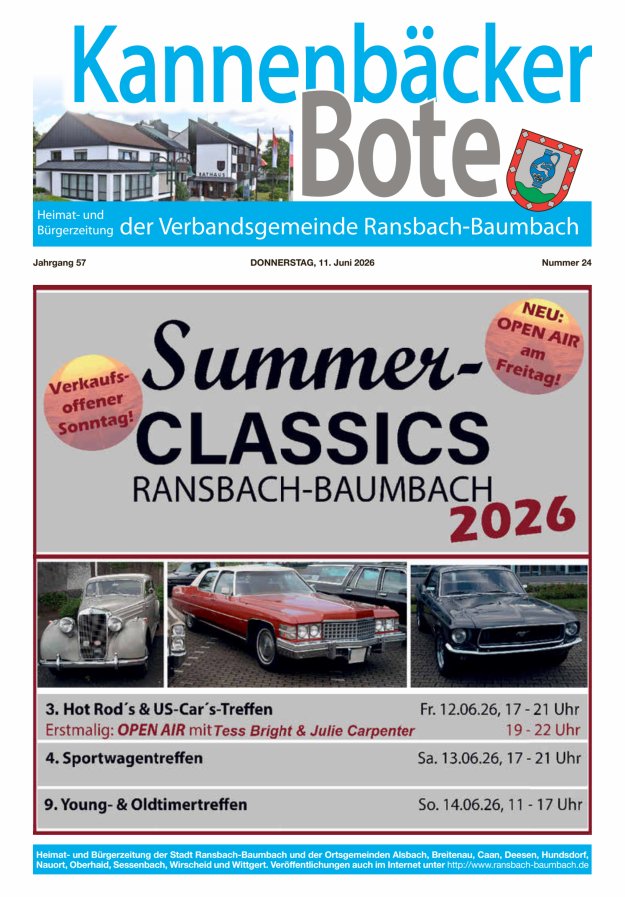 Kannenbäcker-Bote der Verbandsgemeinde Ransbach-Baumbach Titelblatt 24/2026