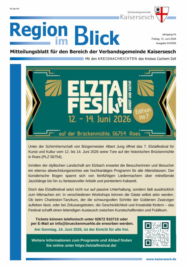 Region im Blick VG Kaisersesch Titelblatt 24/2026