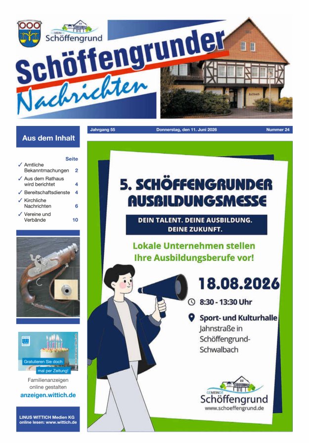 Schöffengrunder Nachrichten Titelblatt 24/2026