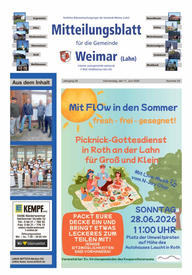 Mitteilungsblatt für die Gemeinde Weimar Titelblatt 24/2026