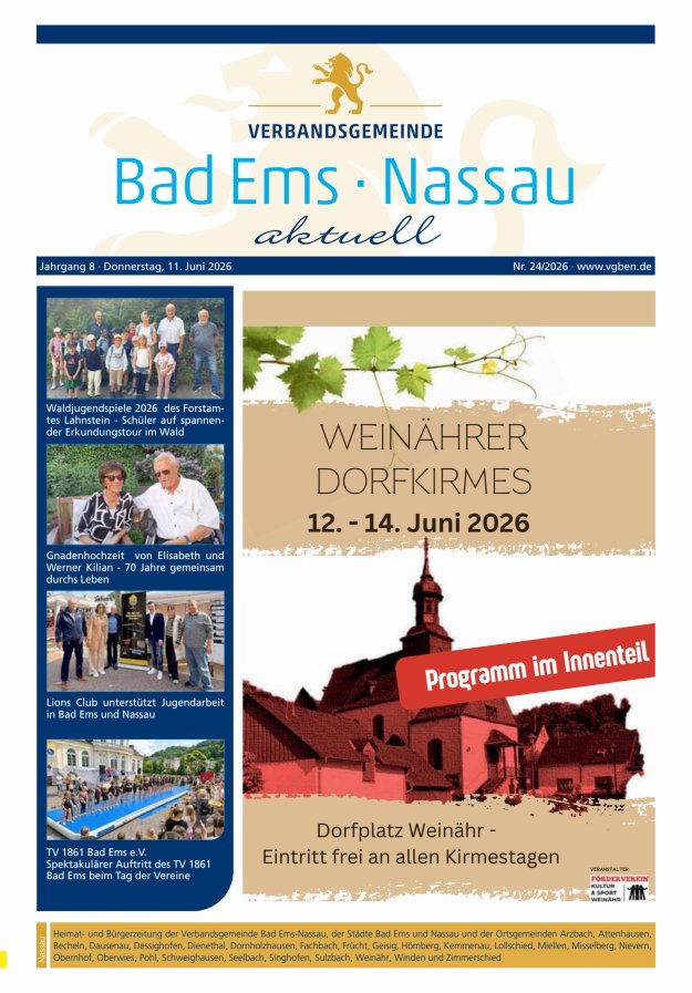 Bad Ems-Nassau aktuell Ausgabe Nassau Titelblatt 23/2026