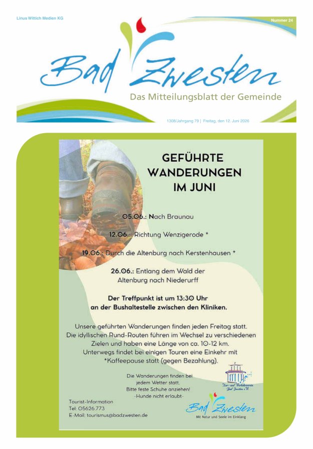 Heimatzeitung Bad Zwesten Titelblatt 24/2026