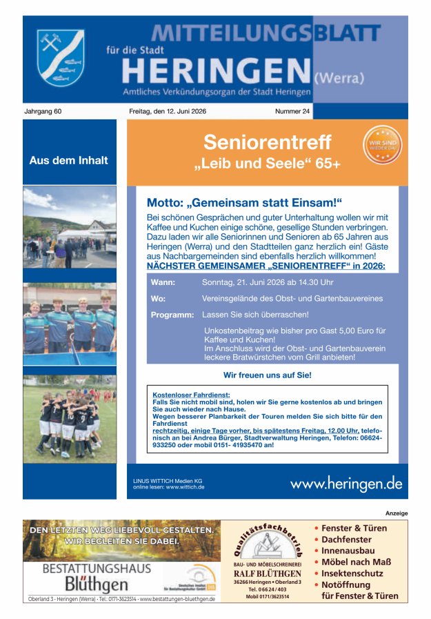 Mitteilungsblatt Heringen Titelblatt 24/2026