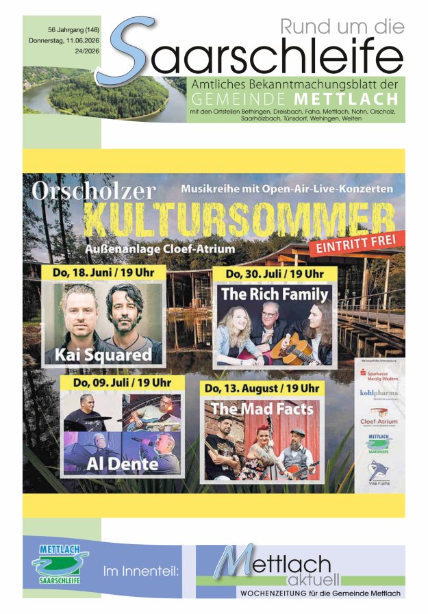 Rund um die Saarschleife Gemeinde Mettlach Titelblatt 24/2026